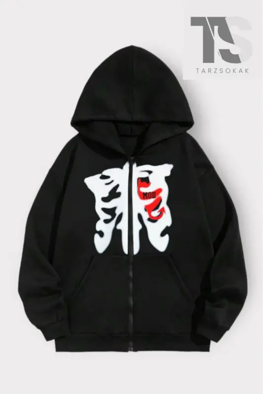 Sweatshirt Zip-up Hoodie - black gothic - 1