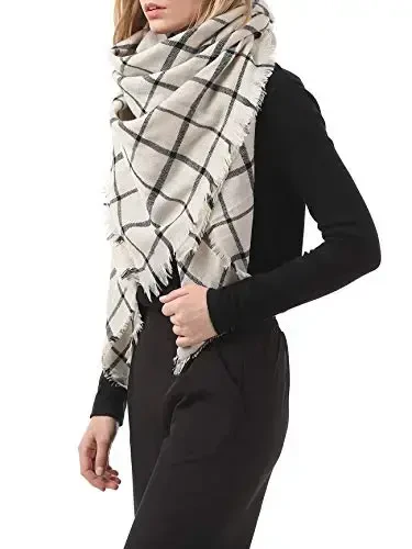 Sweet Gifts for Women - Plaid Blanket Scarf, Trendy Tartan Scarves, Oversized Wrap Shawl - 3