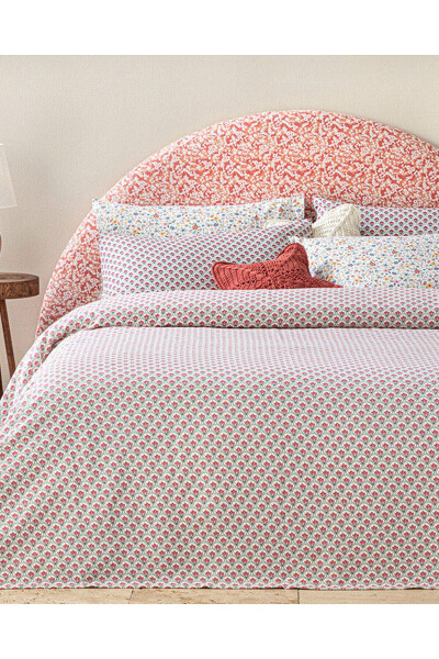 Sweet Tulips Printed Single Bed Throw Koyu Pembe - 1