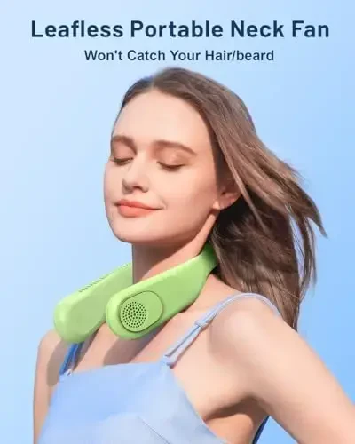 SWEETFULL Portable Neck Fan 360° Cooling Bladeless Personal Fan | No Hair Twisting - 4000mAh USB Rechargeable Wearable Fan for Travel, Birthday Gifts for Men, Women, Mom, and Dad - 2