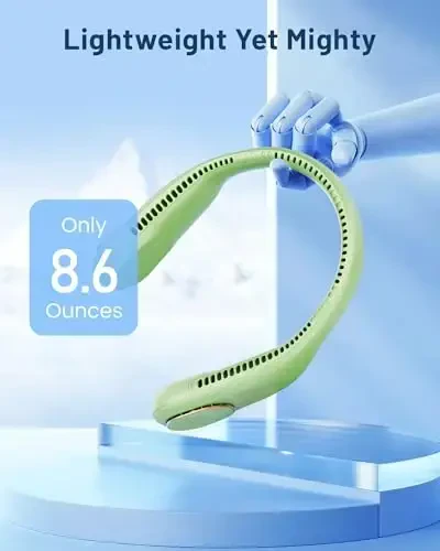 SWEETFULL Portable Neck Fan 360° Cooling Bladeless Personal Fan | No Hair Twisting - 4000mAh USB Rechargeable Wearable Fan for Travel, Birthday Gifts for Men, Women, Mom, and Dad - 6
