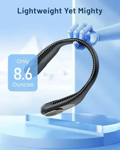SWEETFULL Portable Neck Fan 360° Cooling Bladeless Personal Fan | No Hair Twisting - 4000mAh USB Rechargeable Wearable Fan for Travel, Birthday Gifts for Men, Women, Mom, and Dad - 6