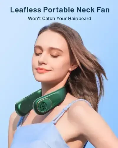 SWEETFULL Portable Neck Fan 360° Cooling Bladeless Personal Fan | No Hair Twisting - 4000mAh USB Rechargeable Wearable Fan for Travel, Birthday Gifts for Men, Women, Mom, and Dad - MODAZONE (1)