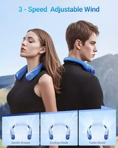 SWEETFULL Portable Neck Fan 360° Cooling Bladeless Personal Fan | No Hair Twisting - 4000mAh USB Rechargeable Wearable Fan for Travel, Birthday Gifts for Men, Women, Mom, and Dad - MODAZONE (1)
