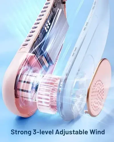 SWEETFULL Portable Neck Fan 360° Cooling Bladeless Personal Fan | No Hair Twisting - 4000mAh USB Rechargeable Wearable Fan for Travel, Birthday Gifts for Men, Women, Mom, and Dad - 5