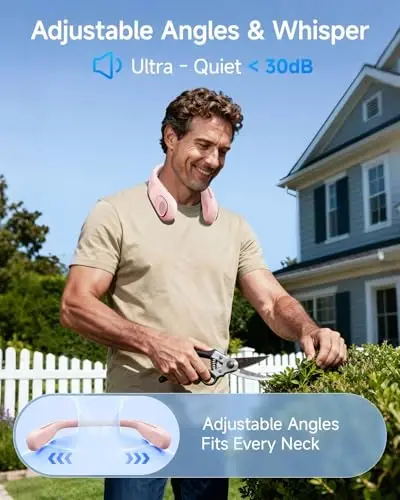 SWEETFULL Portable Neck Fan 360° Cooling Bladeless Personal Fan | No Hair Twisting - 4000mAh USB Rechargeable Wearable Fan for Travel, Birthday Gifts for Men, Women, Mom, and Dad - 4