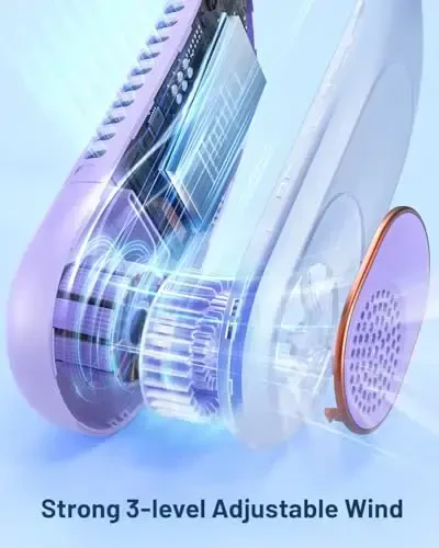 SWEETFULL Портативный шейный вентилятор 360° Cooling Bladeless Personal Fan | No Hair Twisting - 4000mAh USB Rechargeable Wearable Fan for Travel, Birthday Gifts for Men, Women, Mom, and Dad - 4