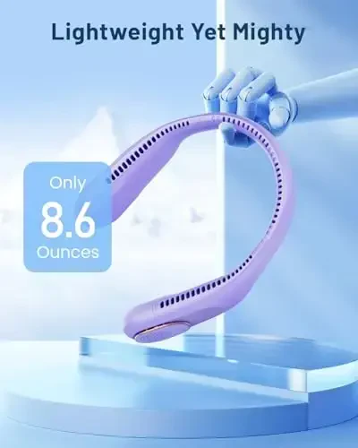 SWEETFULL Портативный шейный вентилятор 360° Cooling Bladeless Personal Fan | No Hair Twisting - 4000mAh USB Rechargeable Wearable Fan for Travel, Birthday Gifts for Men, Women, Mom, and Dad - 6