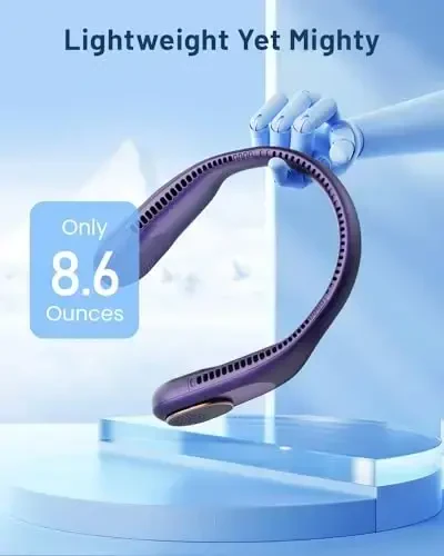 SWEETFULL Portable Neck Fan 360° Cooling Bladeless Personal Fan | No Hair Twisting - 4000mAh USB Rechargeable Wearable Fan for Travel, Birthday Gifts for Men, Women, Mom, and Dad - 6