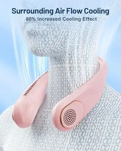 SWEETFULL Portable Neck Fan 360° Cooling Bladeless Personal Fan | No Hair Twisting - 4000mAh USB Rechargeable Wearable Fan for Travel, Birthday Gifts for Men, Women, Mom, and Dad - 3