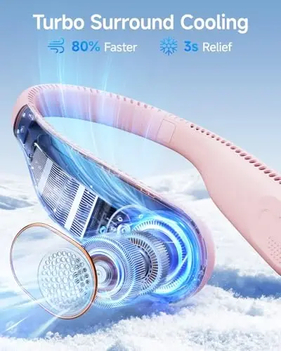 SWEETFULL Portable Neck Fan: 5200mAh Bladeless Personal Fan | 4 Speeds, 20H Max Runtime, No Hair Twist Quiet Wearable Fan for Travel | Birthday Gifts for Men Women Mom Dad - SWEETFULL (1)