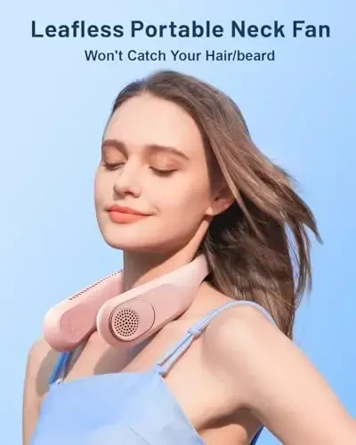 SWEETFULL Portable Neck Fan 360° Cooling Bladeless Personal Fan | No Hair Twisting - 4000mAh USB Rechargeable Wearable Fan for Travel, Birthday Gifts for Men, Women, Mom, and Dad - MODAZONE (1)