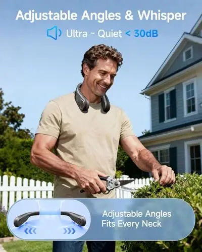 SWEETFULL Portable Neck Fan: 5200mAh Bladeless Personal Fan | 4 Speeds, 20H Max Runtime, No Hair Twist Quiet Wearable Fan for Travel | Birthday Gifts for Men Women Mom Dad - SWEETFULL (1)