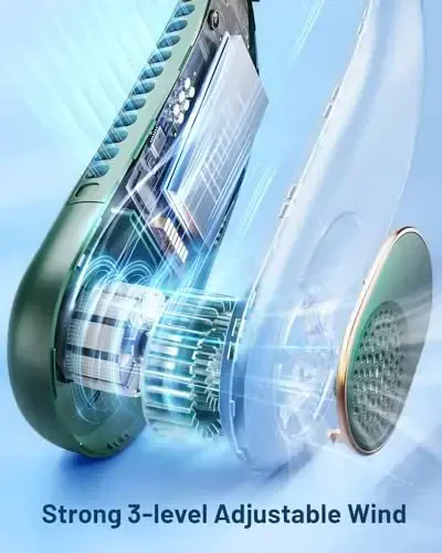 SWEETFULL Portable Neck Fan 360° Cooling Bladeless Personal Fan | No Hair Twisting - 4000mAh USB Rechargeable Wearable Fan for Travel, Birthday Gifts for Men, Women, Mom, and Dad - 4