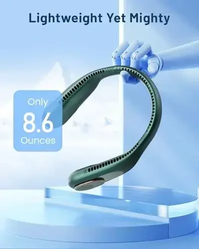 SWEETFULL Portable Neck Fan 360° Cooling Bladeless Personal Fan | No Hair Twisting - 4000mAh USB Rechargeable Wearable Fan for Travel, Birthday Gifts for Men, Women, Mom, and Dad - 6