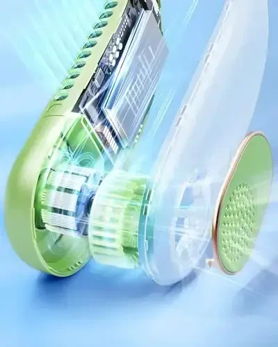 SWEETFULL Portable Neck Fan 360° Cooling Bladeless Personal Fan | No Hair Twisting - 4000mAh USB Rechargeable Wearable Fan for Travel, Birthday Gifts for Men, Women, Mom, and Dad - 4