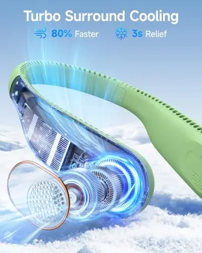 SWEETFULL Portable Neck Fan: 5200mAh Bladeless Personal Fan | 4 Speeds, 20H Max Runtime, No Hair Twist Quiet Wearable Fan for Travel | Birthday Gifts for Men Women Mom Dad - SWEETFULL (1)