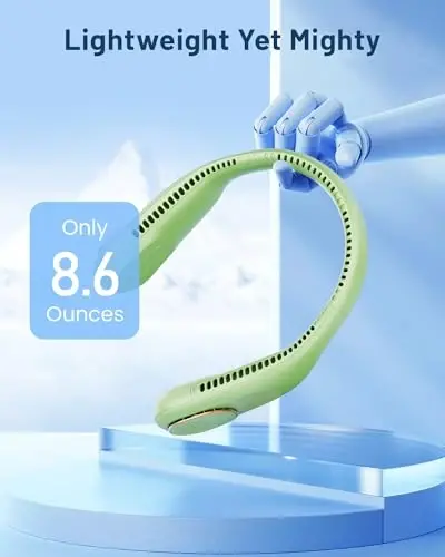 SWEETFULL Portable Neck Fan 360° Cooling Bladeless Personal Fan | No Hair Twisting - 4000mAh USB Rechargeable Wearable Fan for Travel, Birthday Gifts for Men, Women, Mom, and Dad - 6