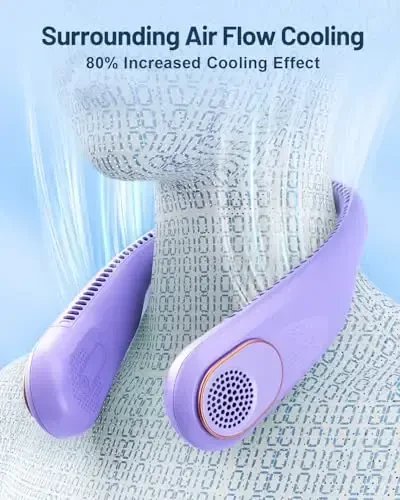 SWEETFULL Portable Neck Fan 360° Cooling Bladeless Personal Fan | No Hair Twisting - 4000mAh USB Rechargeable Wearable Fan for Travel, Birthday Gifts for Men, Women, Mom, and Dad - 3