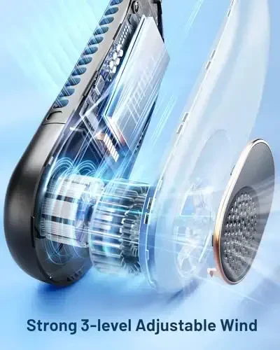 SWEETFULL Portable Neck Fan 360° Cooling Bladeless Personal Fan | No Hair Twisting - 4000mAh USB Rechargeable Wearable Fan for Travel, Birthday Gifts for Men, Women, Mom, and Dad - 4