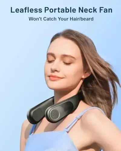 SWEETFULL Portable Neck Fan 360° Cooling Bladeless Personal Fan | No Hair Twisting - 4000mAh USB Rechargeable Wearable Fan for Travel, Birthday Gifts for Men, Women, Mom, and Dad - MODAZONE (1)
