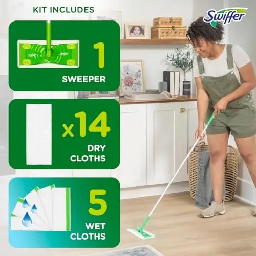 Swiffer Sweeper 2-in-1 Mops for Floor Cleaning, Dry and Wet Multi Surface Floor Cleaner, Sweeping and Mopping Starter Kit, Includes 1 Mop + 19 Refills, 20 Piece Set - 4