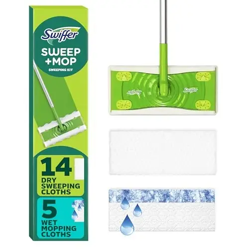 Swiffer Sweeper 2-in-1 Mops for Floor Cleaning, Dry and Wet Multi Surface Floor Cleaner, Sweeping and Mopping Starter Kit, Includes 1 Mop + 19 Refills, 20 Piece Set - 6