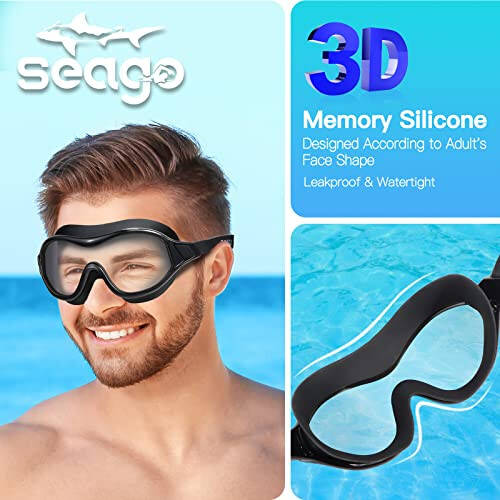 Swim Goggles No Leaking Anti-Fog Pool Goggles Swimming Goggles for Adult Men Women Youth, UV Protection 180° Clear Vision - 3