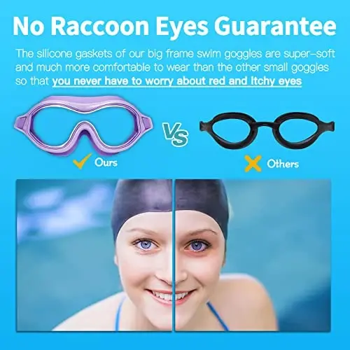 Swim Goggles No Leaking Anti-Fog Pool Goggles Swimming Goggles for Adult Men Women Youth, UV Protection 180° Clear Vision - 2