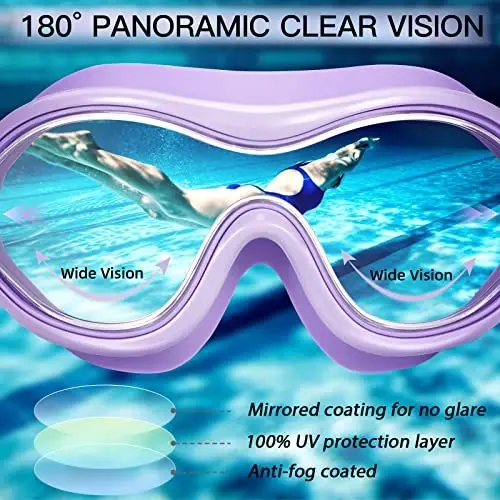 Swim Goggles No Leaking Anti-Fog Pool Goggles Swimming Goggles for Adult Men Women Youth, UV Protection 180° Clear Vision - 5