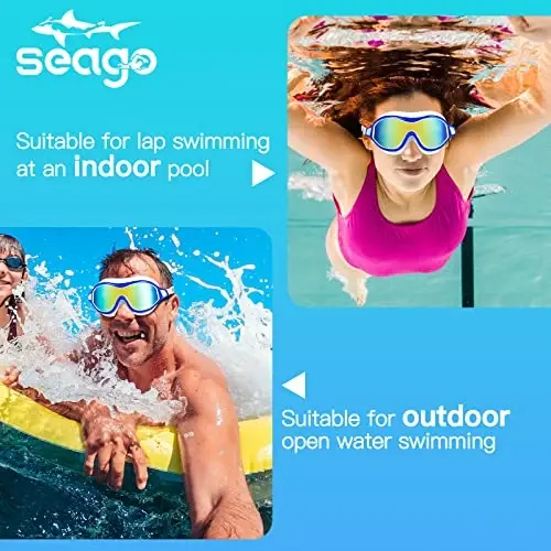 Swim Goggles No Leaking Anti-Fog Pool Goggles Swimming Goggles for Adult Men Women Youth, UV Protection 180° Clear Vision - 4