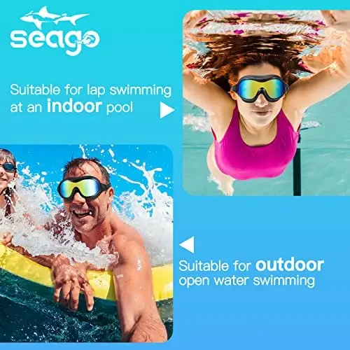 Swim Goggles No Leaking Anti-Fog Pool Goggles Swimming Goggles for Adult Men Women Youth, UV Protection 180° Clear Vision - 4
