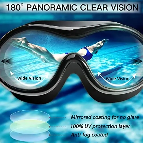 Swim Goggles No Leaking Anti-Fog Pool Goggles Swimming Goggles for Adult Men Women Youth, UV Protection 180° Clear Vision - 5