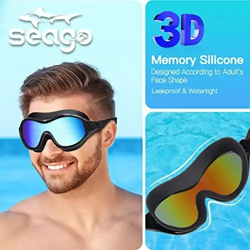 Swim Goggles No Leaking Anti-Fog Pool Goggles Swimming Goggles for Adult Men Women Youth, UV Protection 180° Clear Vision - 3