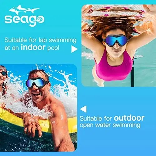 Swim Goggles No Leaking Anti-Fog Pool Goggles Swimming Goggles for Adult Men Women Youth, UV Protection 180° Clear Vision - 4