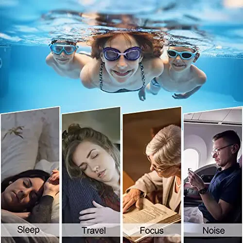 Swimming Ear Plugs for Adults, 3 Pairs Waterproof Reusable Silicone Swim Earplugs for Swimming Surfing Snorkeling Showering and Water Pool, Beach, Ocean (Adults & Teens 14+) - 3