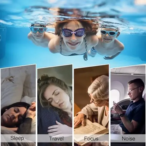 Swimming Ear Plugs for Adults,3 Pairs Waterproof Reusable Silicone Swim Earplugs for Swimming Surfing Snorkeling Showering and Water Pool,Beach,Ocean (Adults & Teens 14+) - 3