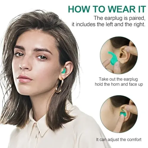 Swimming Ear Plugs for Adults,3 Pairs Waterproof Reusable Silicone Swim Earplugs for Swimming Surfing Snorkeling Showering and Water Pool,Beach,Ocean (Adults & Teens 14+) - 4