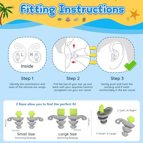 Swimming Ear Plugs for Kids, 2 Pairs/Sizes Reusable Waterproof Earplugs for Child(6-12yrs)/Small Ears, Silicone Children Swim Ear Plugs for Swimming, Bathing, Showering, Surfing, Water Sports(Gray+Gray) - 3