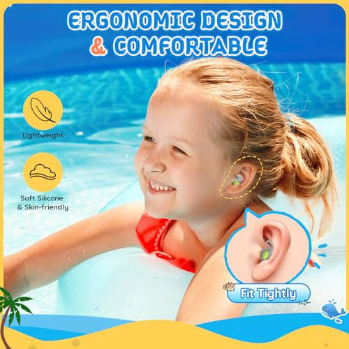 Swimming Ear Plugs for Kids, 2 Pairs/Sizes Reusable Waterproof Earplugs for Child(6-12yrs)/Small Ears, Silicone Children Swim Ear Plugs for Swimming, Bathing, Showering, Surfing, Water Sports(Gray+Gray) - 5