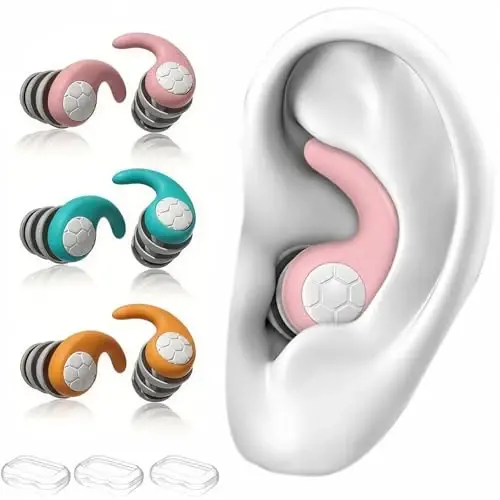 Swimming Ear Plugs for Kids, 3 Pairs Waterproof Silicone Swim Earplugs for Swimming Surfing Diving Showering for 4-12 Years Olds Children and Small Ear Teens (Light Pink, Cyan, Orange) - 1