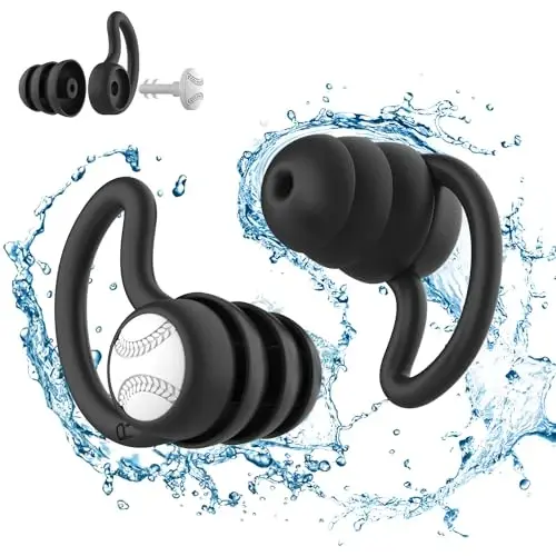 Swimming Ear Plugs Waterproof Earplugs - 1 Pair Silicone Swim Ear Plugs for Adult Kids, Water Sports Earplugs for Showering, Bathing, Surfing - Keep Ear Water Out 