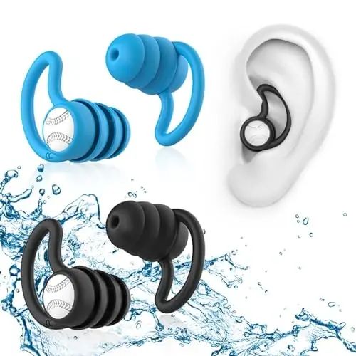 Swimming Ear Plugs Waterproof Earplugs - 2 Pairs Silicone Swim Ear Plugs for Adult Kids, Water Sports Earplugs for Showering, Bathing, Surfing - Keep Ear Water Out - SWIMMING