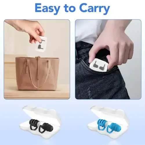 Swimming Ear Plugs Waterproof Earplugs - 2 Pairs Silicone Swim Ear Plugs for Adult Kids, Water Sports Earplugs for Showering, Bathing, Surfing - Keep Ear Water Out - 7