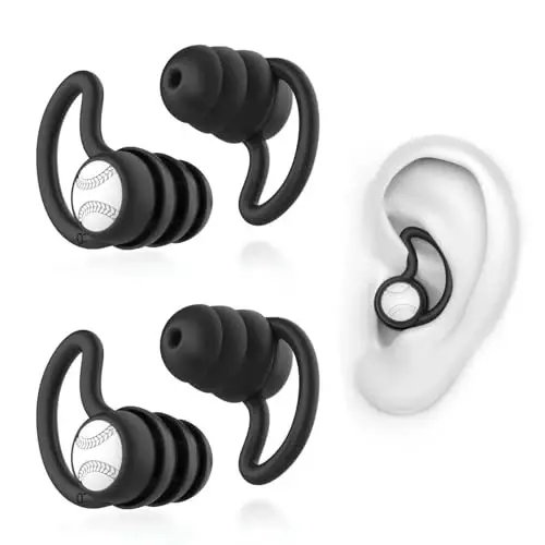 Swimming Ear Plugs Waterproof Earplugs - 3 Pairs Silicone Swim Ear Plugs for Adult Kids, Water Sports Earplugs for Showering, Bathing, Surfing - Keep Ear Water Out (Black, Black) 