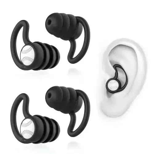 Swimming Ear Plugs Waterproof Earplugs - 3 Pairs Silicone Swim Ear Plugs for Adult Kids, Water Sports Earplugs for Showering, Bathing, Surfing - Keep Ear Water Out (Black, Black) - WLSCTY