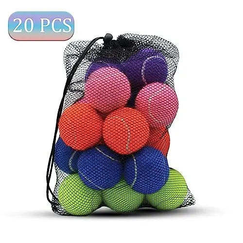 Swingers 20 Pack Tennis Balls, It Uy hayvonlari uchun mashq to'plari, Yangi boshlanuvchilar uchun yuqori elastiklik mashq tennis to'plari, tashish uchun qulay Mesh Carry Bag bilan - SWINGERS (1)