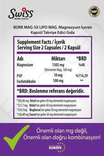 Swiss Bork Mag-5x Liposomal Magnesium 30 Capsules - 8