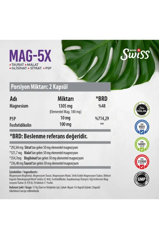 Swiss Bork Mag-5x Liposomal Magnesium 30 Capsules - 6