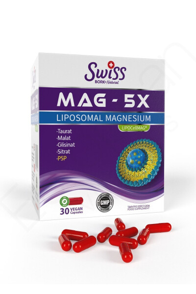 SWISS Magnezyum Vitamini Mag 5x Liposomal Magnezyum 30 Vegan Kapsül - 1